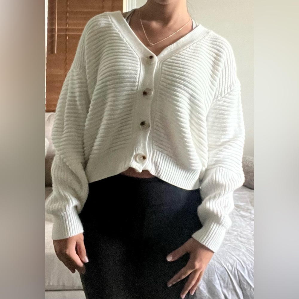 Princess Polly White Button-Up Cardigan